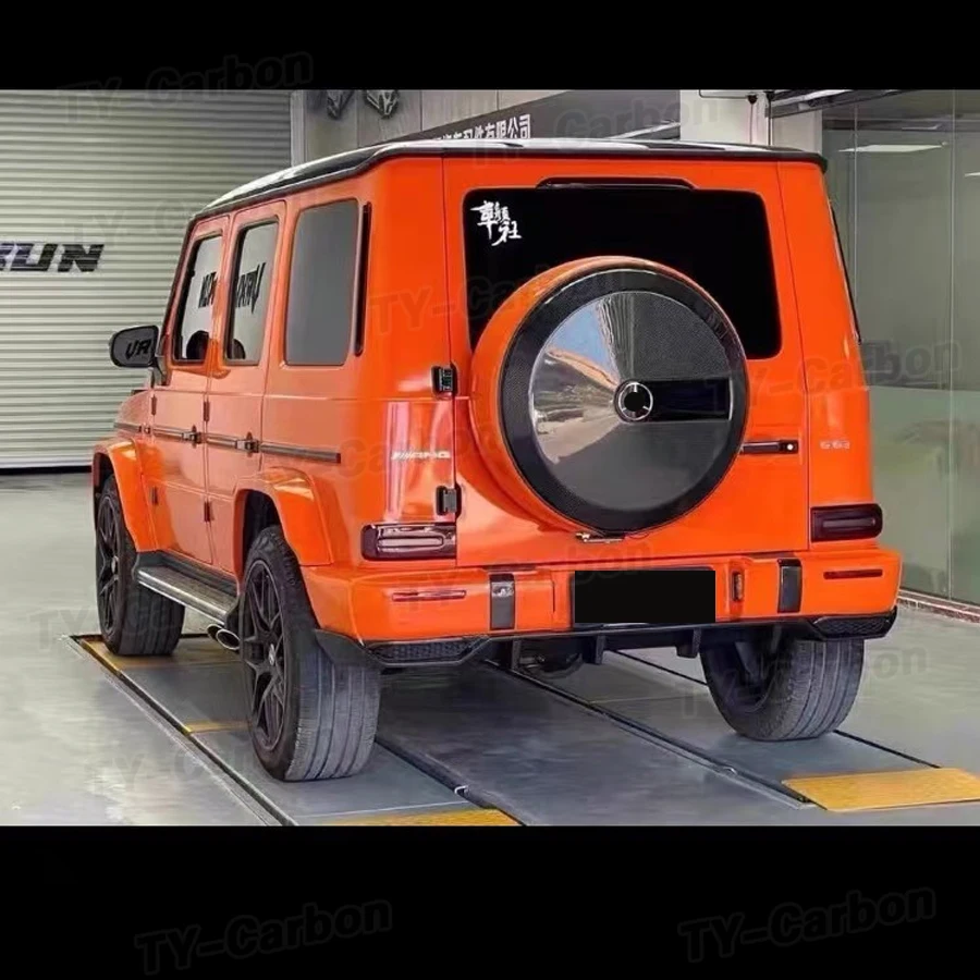 벤츠 G-클래스 W463 W464 W465 G500 G550 G63 리얼 카본 파이버 스페어 타이어 커버 타이어 보호 커버 자동차 액세서리