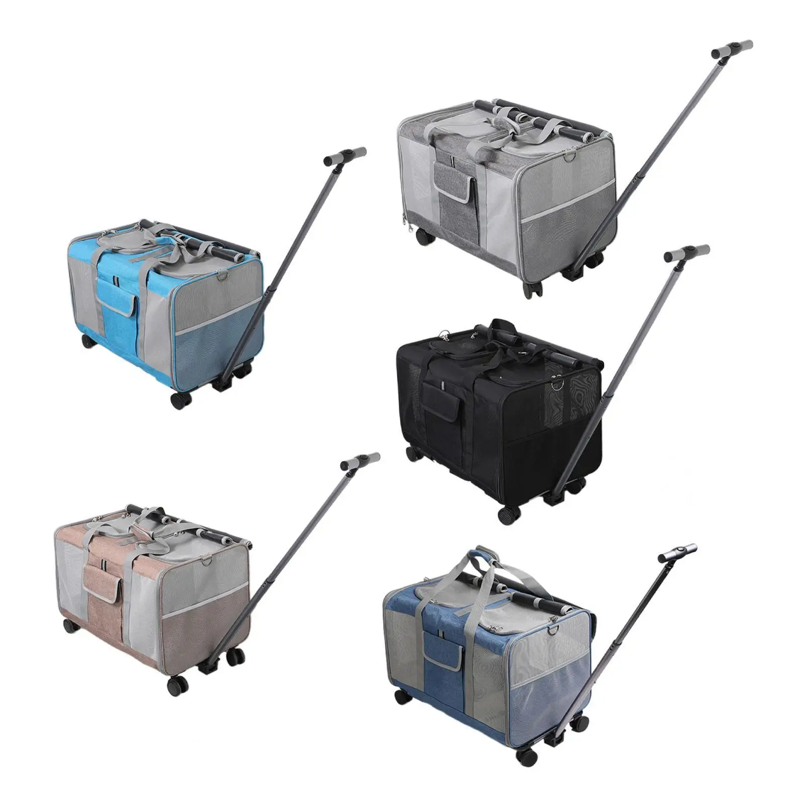 Dog And Cat Carrier with Wheels, Cat Carrier with Wheels for 2 Cats, Foldable, Soft-sided Pet Travel Bag