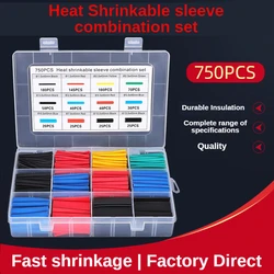 Heat Shrink Tubing Insulation Shrinkable Tubes Assortment Electronic Polyolefin Wire Cable Sleeve Kit Heat Shrink Tubes 750pcs