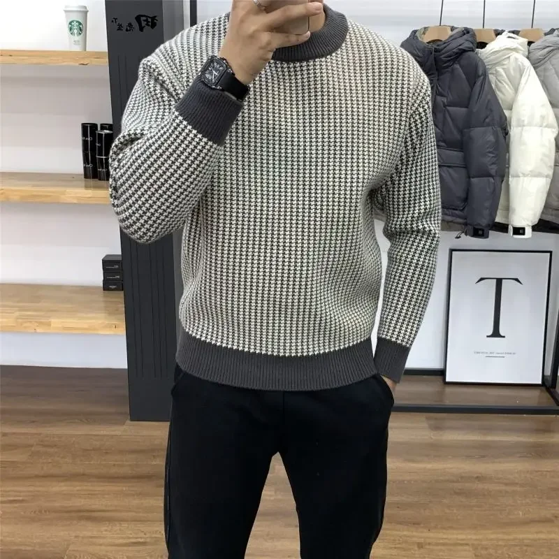 thumbnail image 1 of Suéter de cuello redondo de negocios para hombre, ropa de punto para hombre, jerseys para hombre, modo gráfico, overfit, 100% cachemira pura, cigarrillo, barato X, 1 of 4