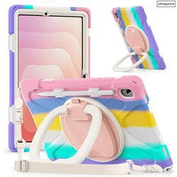 Heavy Duty Rugged Tablet Case with Pull Ring Stand and Strap for S11 Ultra 14.6 inch (Rainbow Pink)