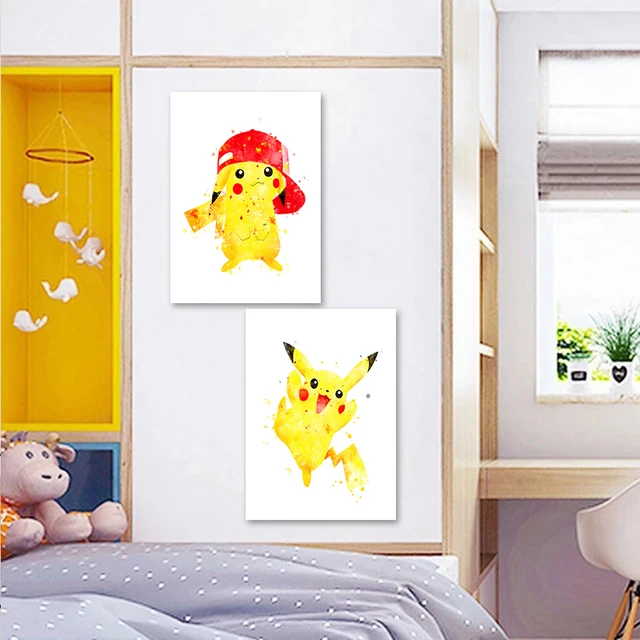 Pintura em tela anime pokemon poster arte minimalista pikachu blastoise  venusaur crianças quarto fundo da casa decoração da parede presentes -  AliExpress