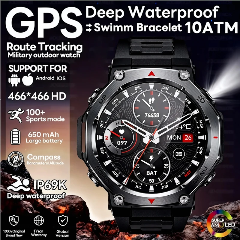 2026 New T-Rex 3 Ultra Outdoor Sports Smart Watch Men GPS Motion Track 5 ATM Waterproof Heart Rate HD Bluetooth Call Smart Watch 1