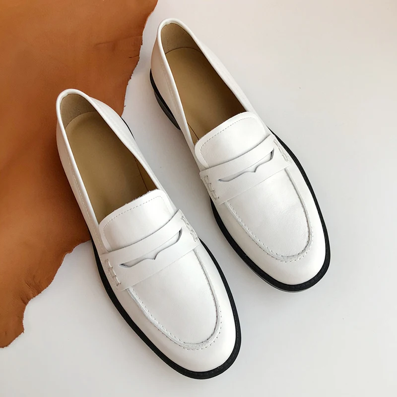 

Donna-in 2023 New Spring White Real Leather Loafers Women Classic Concise Low Heel Female Shoes Career Soft Sole Daily Shoes