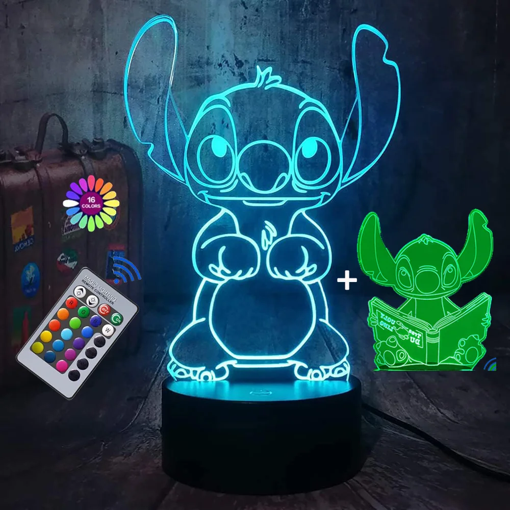 2-in-1 Piece Acrylic 3D Illusions LED Anime Lamp 16 Colors RGB Remote Control Desk Night Light for Kids Room Birthday Gift