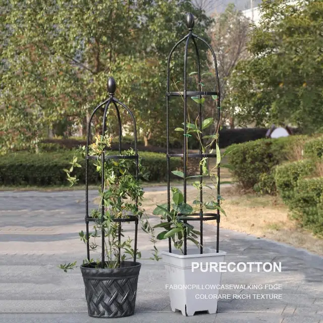 Kert Obeliszk Fém Rácsos 3 Méret Pe Bevonat Acél Virág Tartó Mászó Növények 10 Hüvelyk Átmérőjű Keret Ketrechez - Image 5