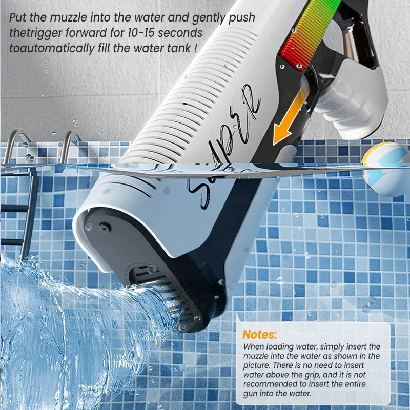 Fully Electric Shooting Burst Water Gun Toys, Summer Swimming Pool High-Pressure Strong Automatic Water Absorption Toy For Boys 2
