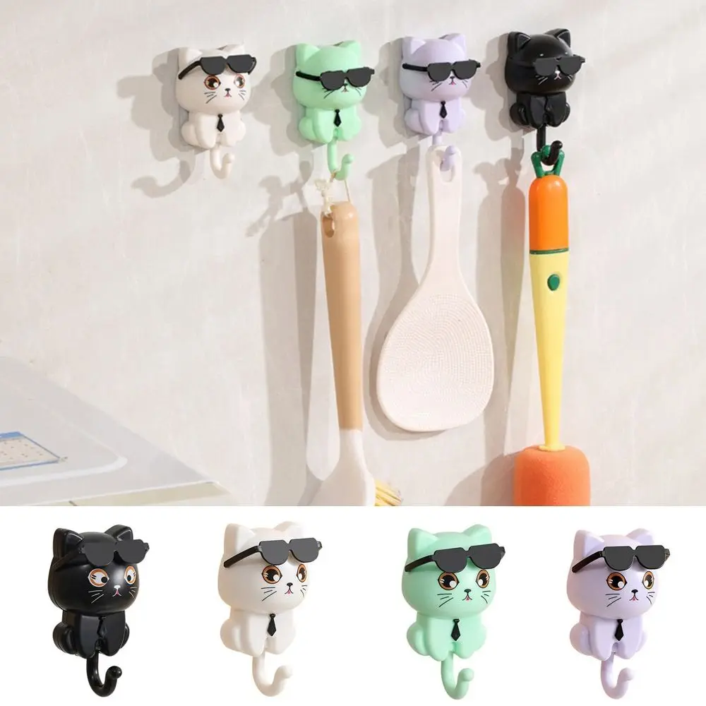 Wall Hanging Hook Creative Plastic Cartoon Cat Hooks Decorative Waterproof Key Hangers Sunglasses Cat Hooks Bathroom Self Adhesive Hooks Metal Wall Key Holder Key Holder Adhesive Hooks Wall Key Holder