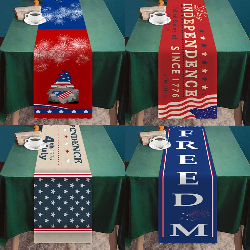 

Creative Independence Day Table Flags Fireworks Party Holiday Decoration Tablecloth American Flag Stars Gnomes Letters Vintage