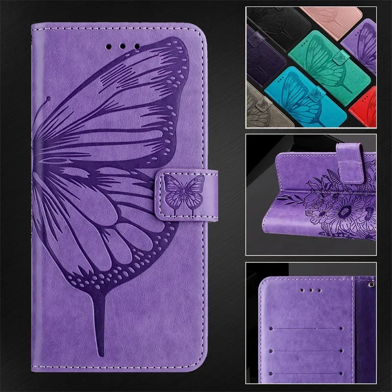 3D Butterfly Leather Phone Case - Stylish Flip Cover by