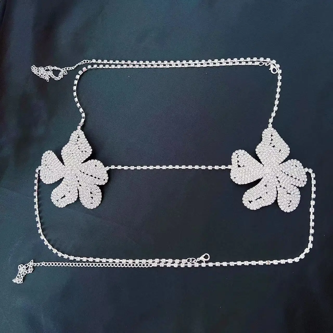 Hot selling new fashion sexy nightclub Rhinestone body chain flower bikini crystal sling color chest chain underwear accessories