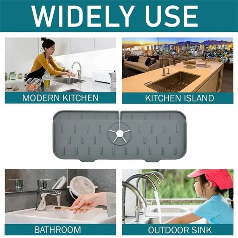 1/2pcs Kitchen Sink Faucet Drain Pad Silicone Foldable Bathroom Countertop Water Splash Protector Mat Kitchen Accessories