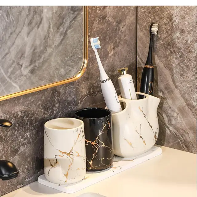 Nordic Bathroom Supplies Ceramic Star Series Bathroom Accessories Soap Dispenser Toothbrush Holder / Tray Bathroom Decoration