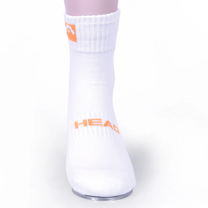 3 pairs of socks Head white men and women Sports sock cotton tennis sports Middle tube sock Sweat thickening Sock