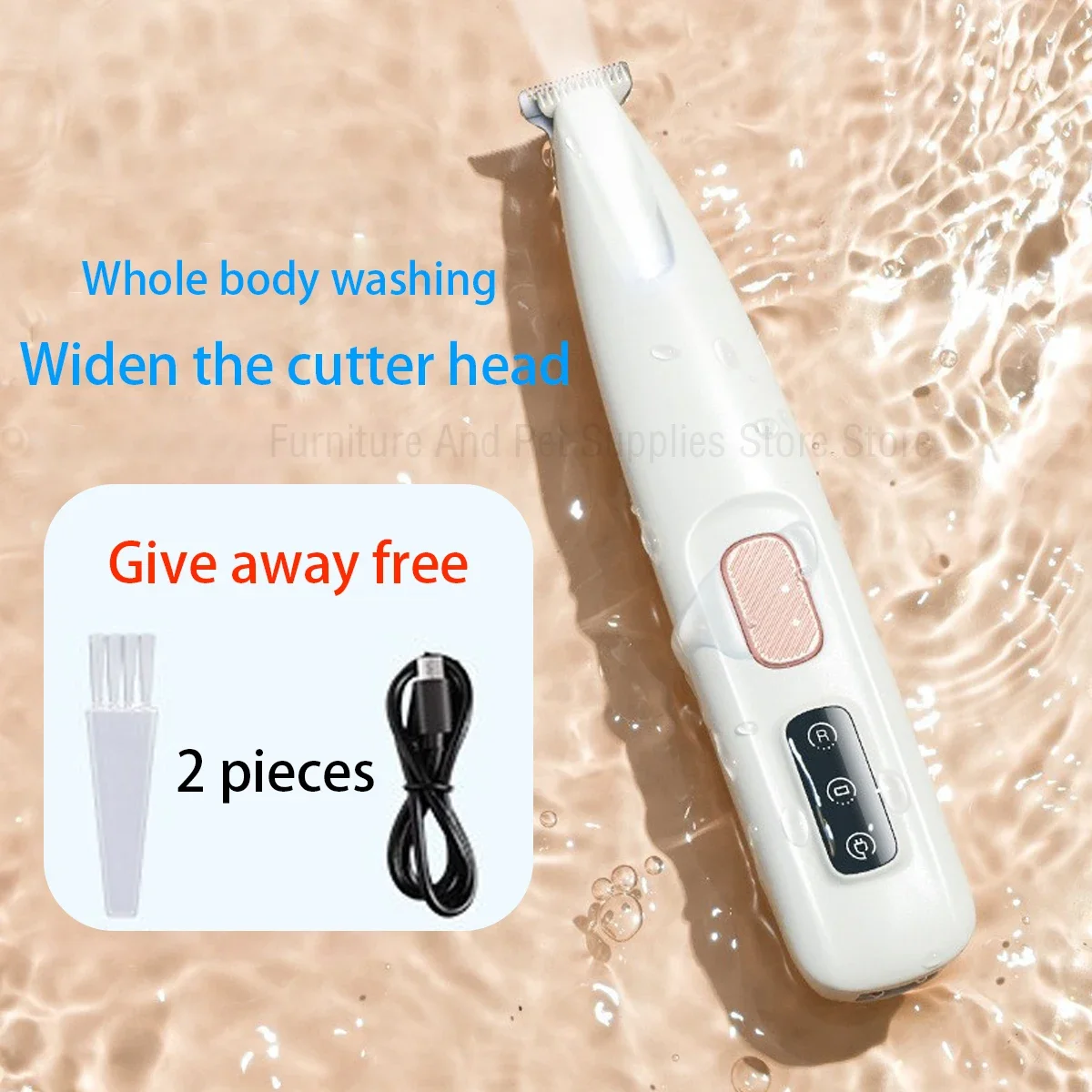 Dog Paw Trimmer LED Light Fully Waterproof Pet Hair Trimmer LED Display Dog Clippers Grooming 18mm Widen Blade