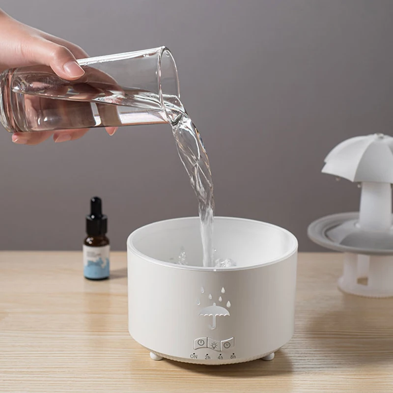 Creative Umbrella Water Drop Air Humidifier With Colorful Light Raindrop Aroma Essential Oil Diffuser Aromatherapy Humidifier