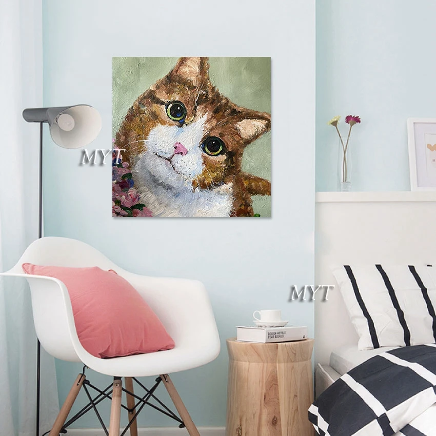 

Абстрактное милое искусство ручной работы, чистое искусство ручной работы, холст, Настенная декоративная картина без рамы с мультяшными животными