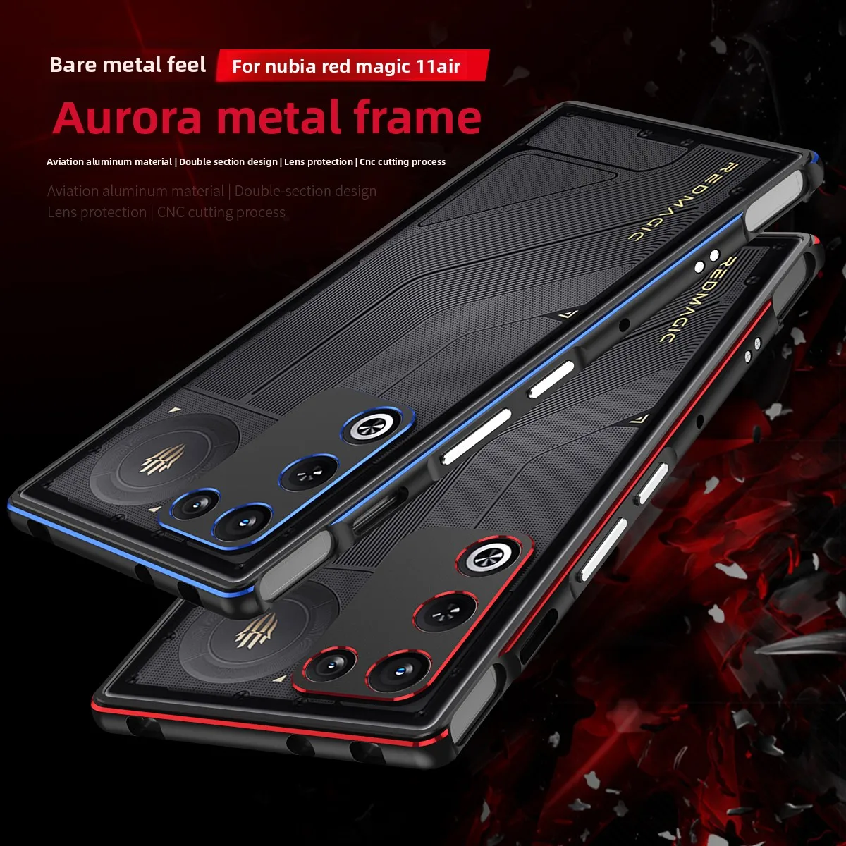 Luxury Aluminum Alloy Frame Case with Shockproof Bare-Skin Feel and Metal Lens Protector
