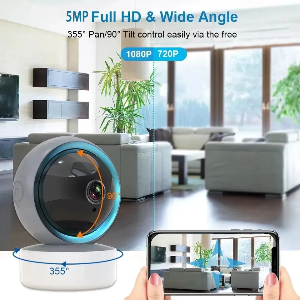 

Tuya WiFi 5MP 1080P Indoor Portable Monitor Camera Automatic Tracking Two Way Audio Security Protection Baby Monitor
