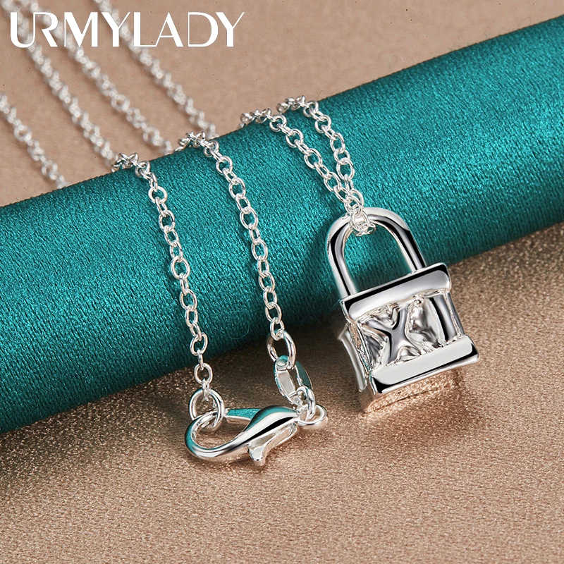 URMYLADY 925 Sterling Silver Lock 16/18/20/22/24/26/28/30 Inch Pendant