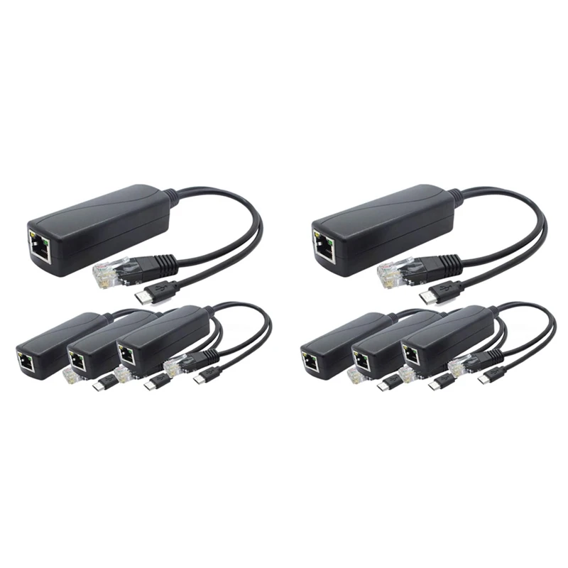 

8-Pack 5V Poe Splitter, 48V To 5V 2.4A Adapter With Micro-USB Plug, For IP Camera,Tablets,For Raspberry Pi And More