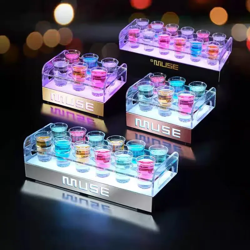 Cocktail Display Rack Ktv Nightclub Glow In The Dark Party 12 Hole Love Bullet Cup Wine Glass Holder Bar Shot Glasses Heart Tray