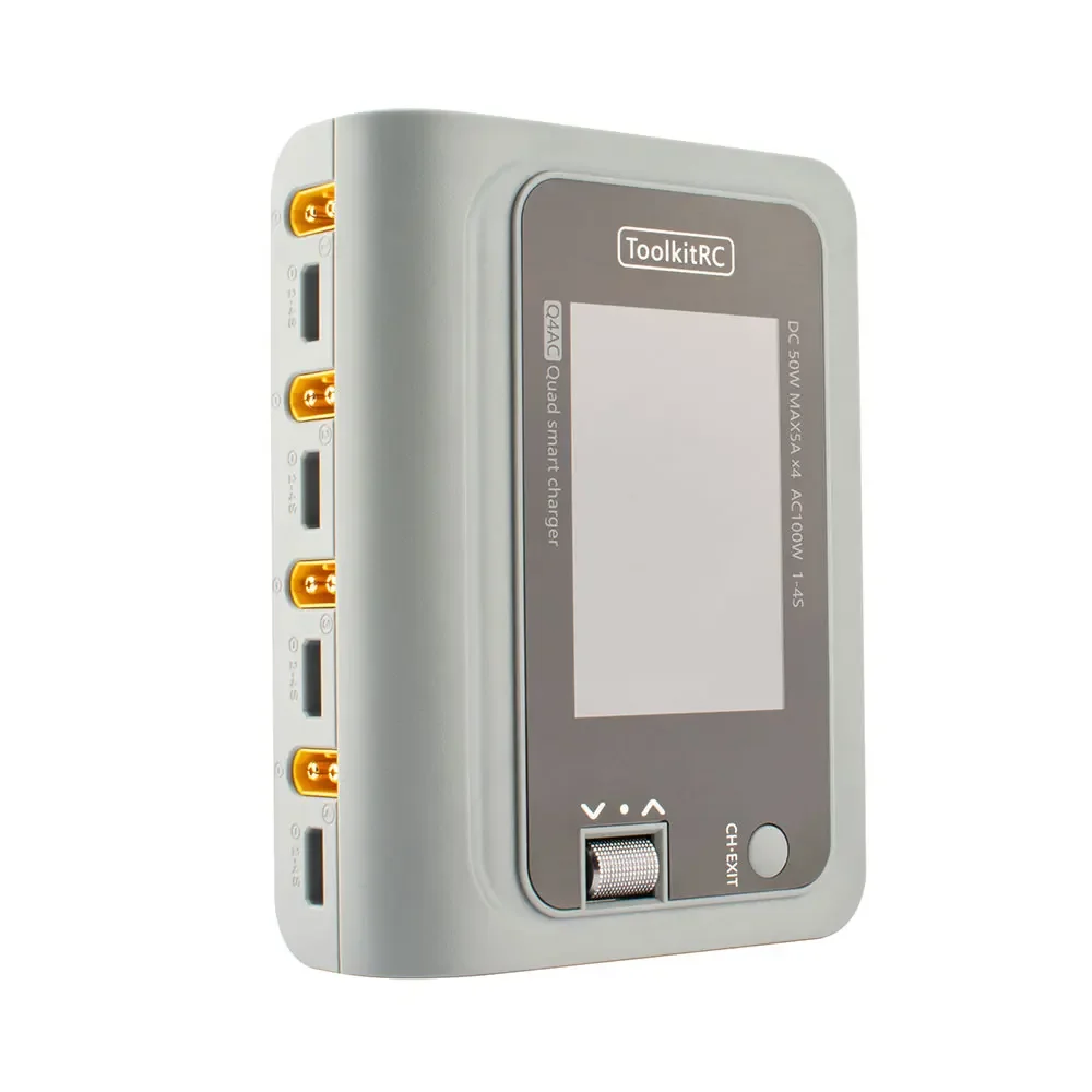 ToolkitRC Q4AC Charger XT60 Adapters 4x50W 5A AC 100W 4 Port DC Smart Discharger AC DC IPS Bright with Clear Wide Angle Display thumbnail 5