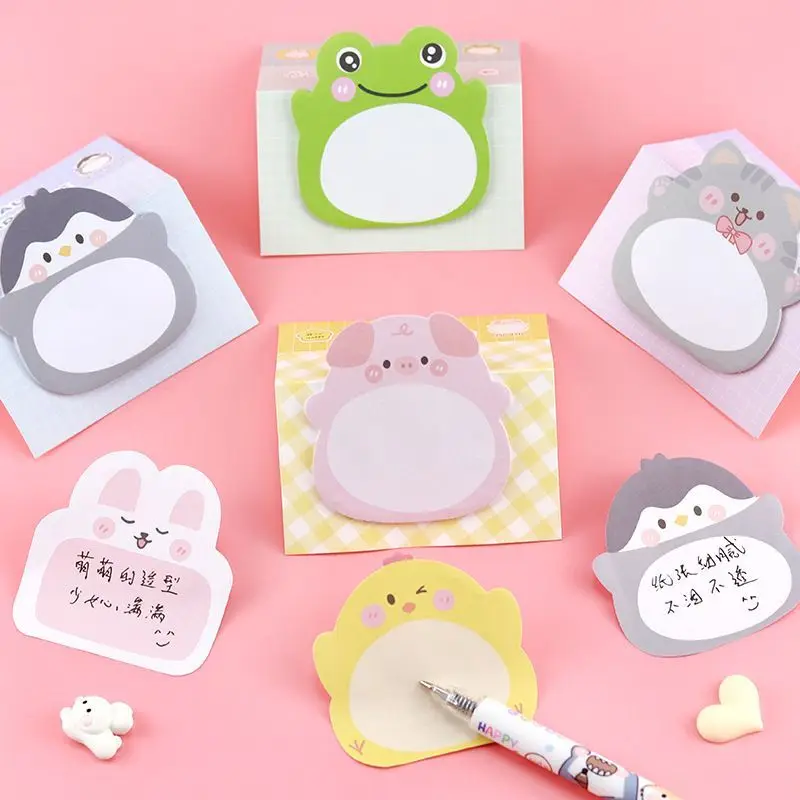 Adhesive Kawaii Cartoon Animals Sticky Notes Notepad Memo Pad Stationery Sticker 8 pcs/set 1-3-5 set