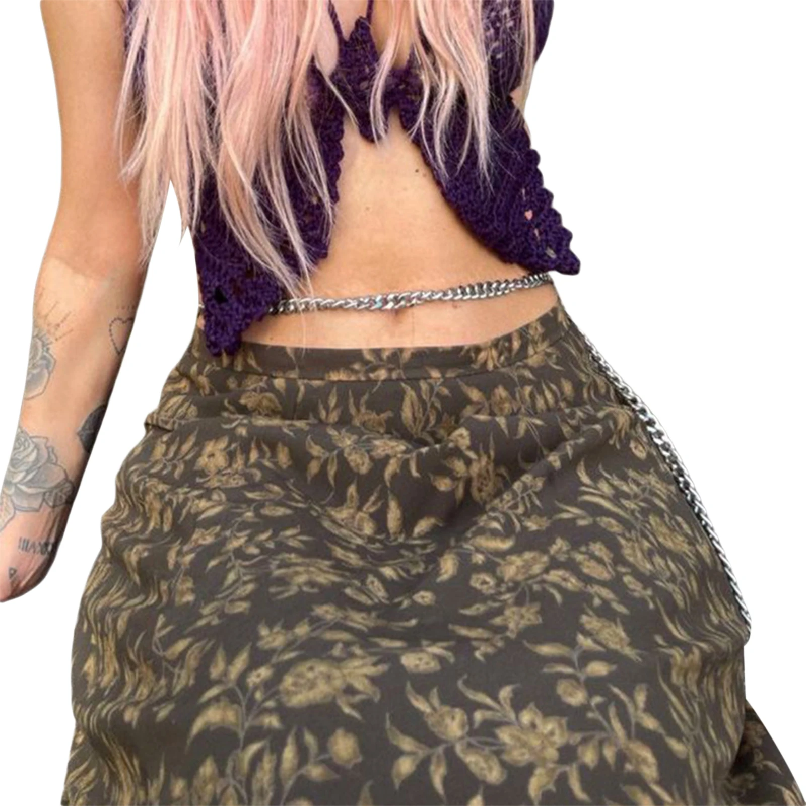 Women's Retro Half Skirt Print Retro Straight Comfortable Summer Spring Street Party Long Skirt 2