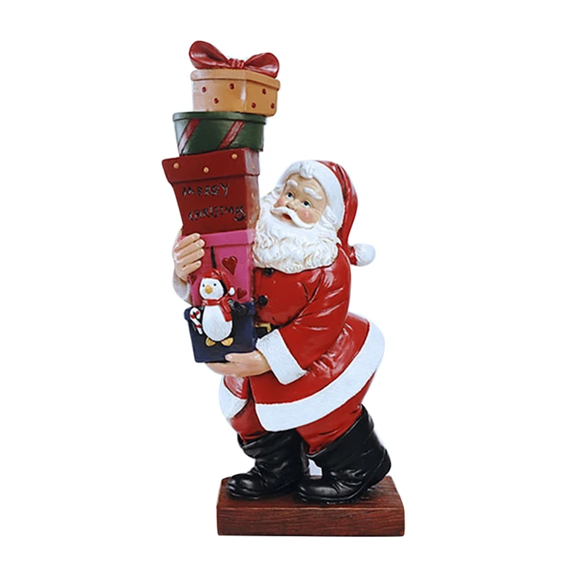 

1 шт. скульптура санта клауса, Рождественская кукла, статуэтка орнамента из смолы, праздничное новогоднее украшение для стола на Рождество