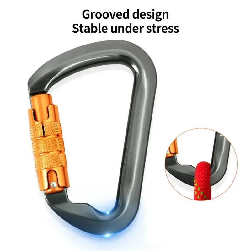 Outdoor Carabiner Rock Climbing Mountain Landing 30kN Hook High Altitude Carabiner Aluminum Alloy Safety Buckle Equipment