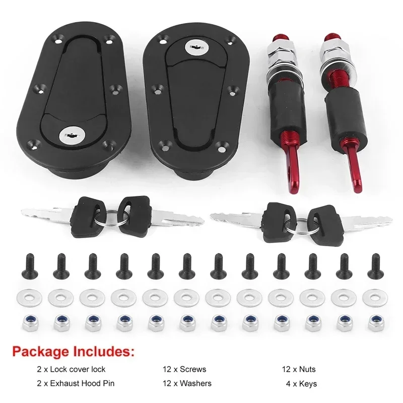 Hood Pins Lock 2Pcs Universal Racing Car Hood Pin Engine Bonnet Latch Mount Kit with/without Lock Key
