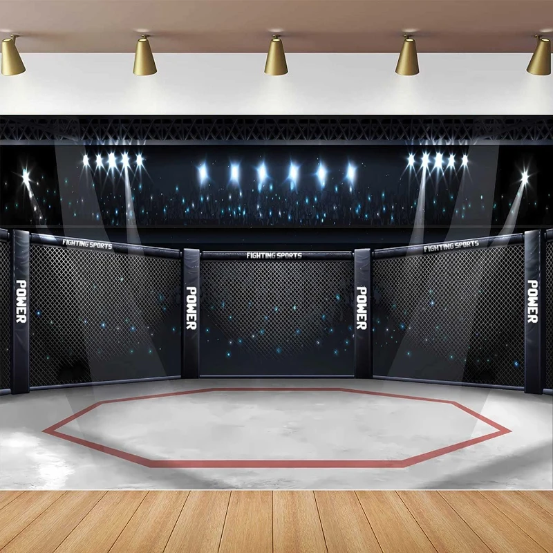 Gabbia Boxe Arena Fotografia Sfondo Ottagono Combattimento Wrestling Taekwondo Challenge Night Live Background Boxing Ring Decor