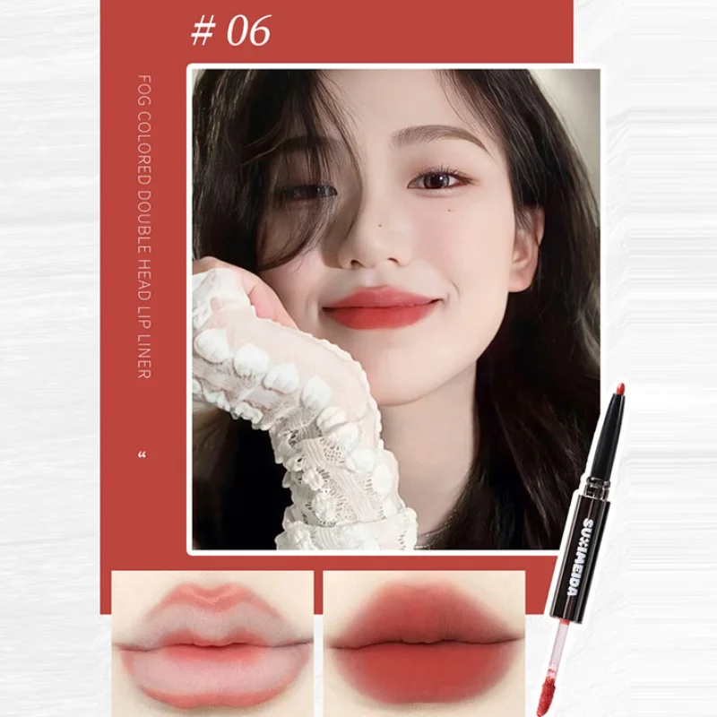 Double Head Lipliner Lip Brush Lipstick Two In One Outline The Lip Shape Plump Lips Velvet Texture Korean Cosmetics Moisturizing 2