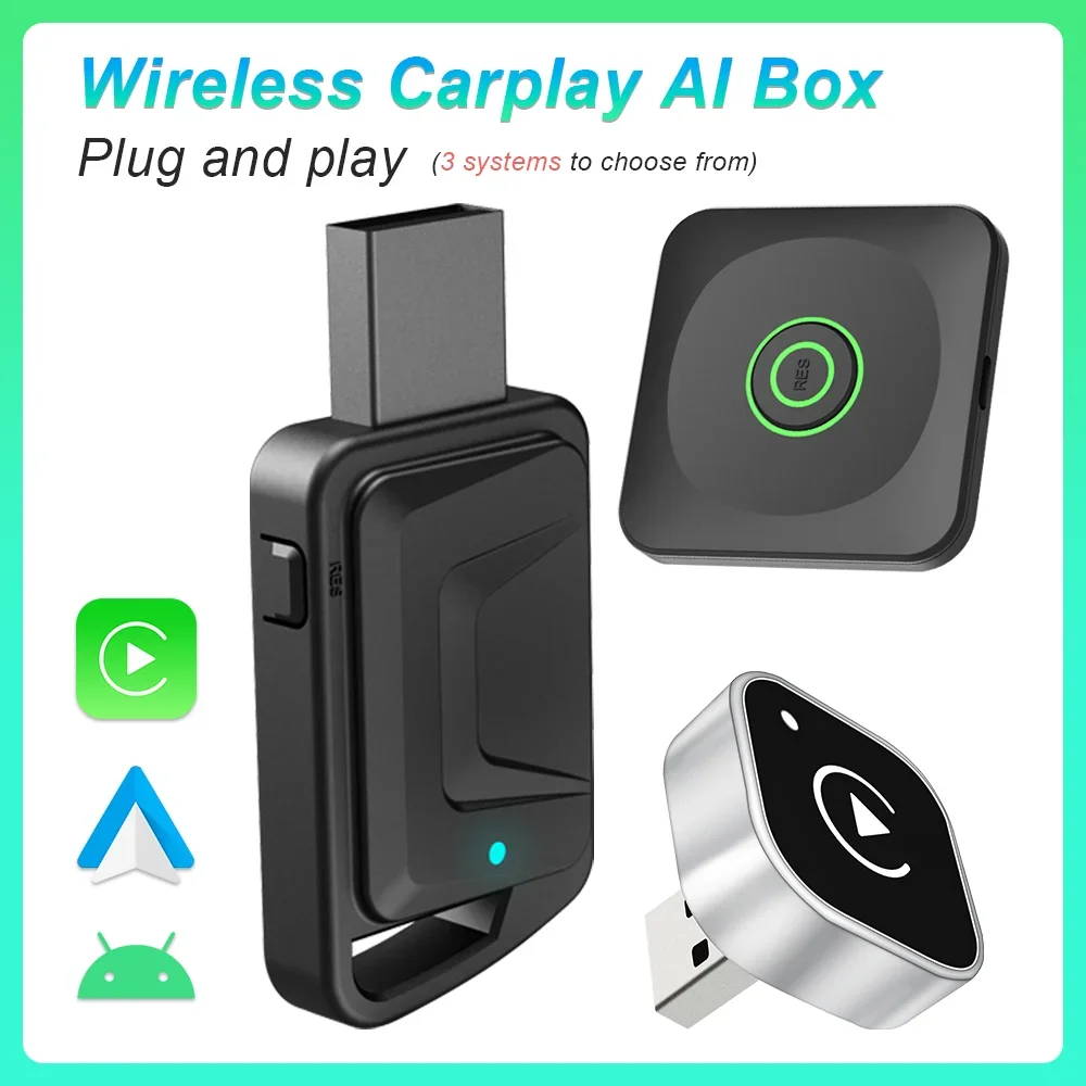 Dongle CarPlay wireless 2in1 Adattatore automatico Android wireless AI Smart Box Sistemi intelligenti per auto per auto con CarPlay cablato