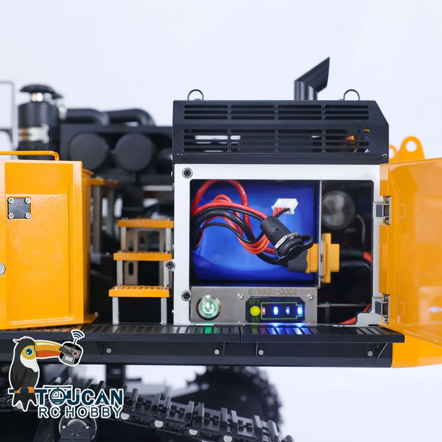 S486ff53b53444cd09efd423b2d6195e8N Kabolite 1/14 SY980H SANY wykończona metalowa hydrauliczna koparka RC K980 ciężka PL18 sterowanie radiowe Model koparki jako zabawki na prezenty