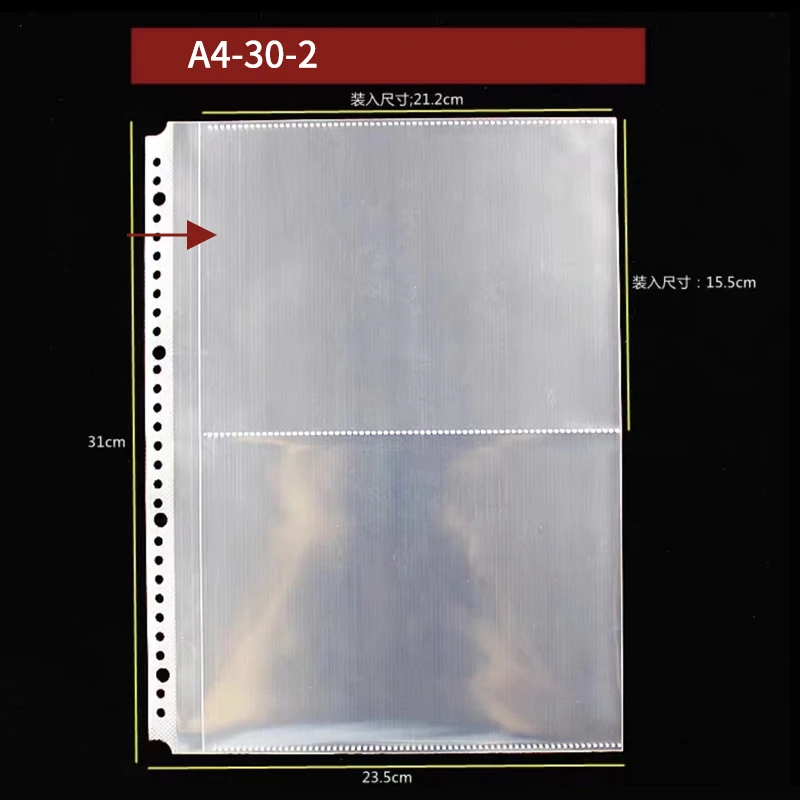 A4 Transparent Plastic Punched Pocket Folder Filing Loose Leaf 30 Holes Document Sheet Protectors Binder Bag Clear Sleeves 10pcs file folder file holder