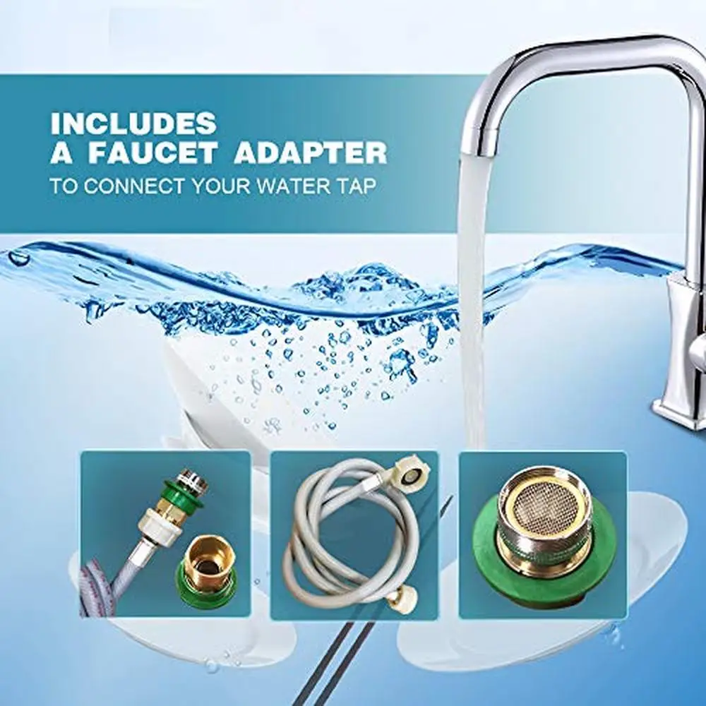 Portable Countertop Dishwasher 5 Washing Programs 3-Cup Water Tank Fruit/Veg Basket High Temp Air Dry LED Controls Compact Size 6