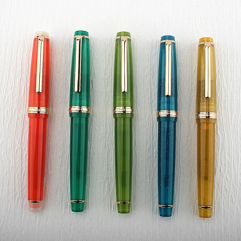 Jinhao 82 Peacock Blue Fountain Pen Acrylic Ink Pen Spin Golden EF F Nib Elegante Business Office School Supplies Writing Pen new jinhao 82 fountain pen acrylic f 0 5mm nibs school office supplies business writing ink pens peacock blue stone green