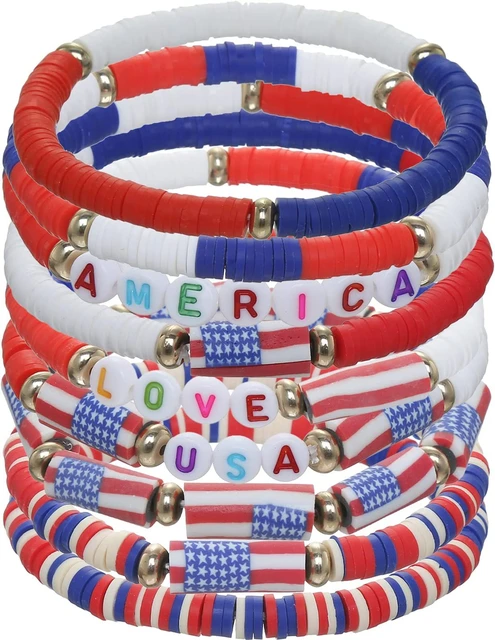 Patriotic Set RED, WHITE and BLUE Assorted Beads & Acrylic Gems