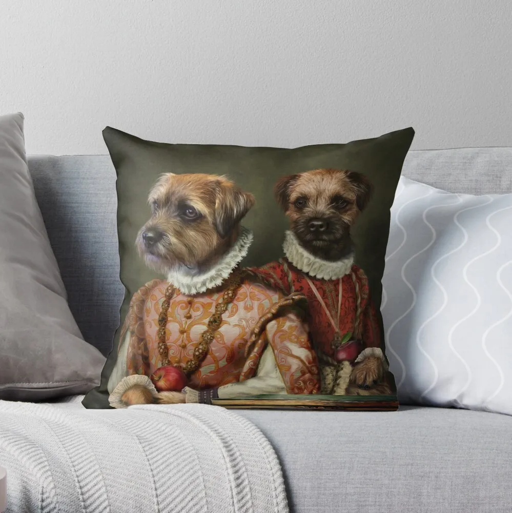 Border Terrier Dog Portrait - Holly And Ivy Throw Pillow Cuscini Per Divano Fodera Per Cuscino Del Divano