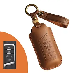 Premium Leather Car Remote Key Case Cover - Elegant and Durable Auto Accessories (A brown)