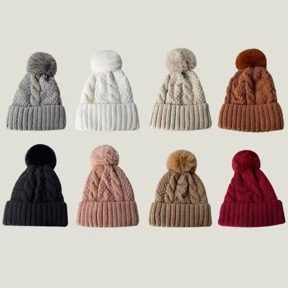 Warm Thickening Knitted Hats Windproof Ear Protectors Wool Hat Solid Color Beanie Hats Women