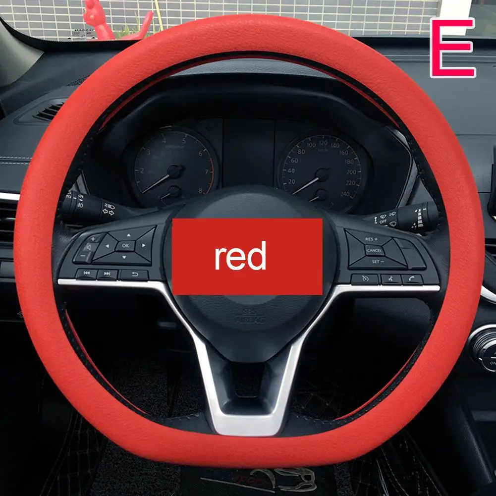 Universal Silicone Steering Wheel Cover - Soft, Textured, Multi-Color Car Accessory