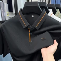 Luxe marque glace soie manches courtes polo shirt homme été mode lettre en Gaufrage confort respirant loisir haut de gamme T-shirt 1