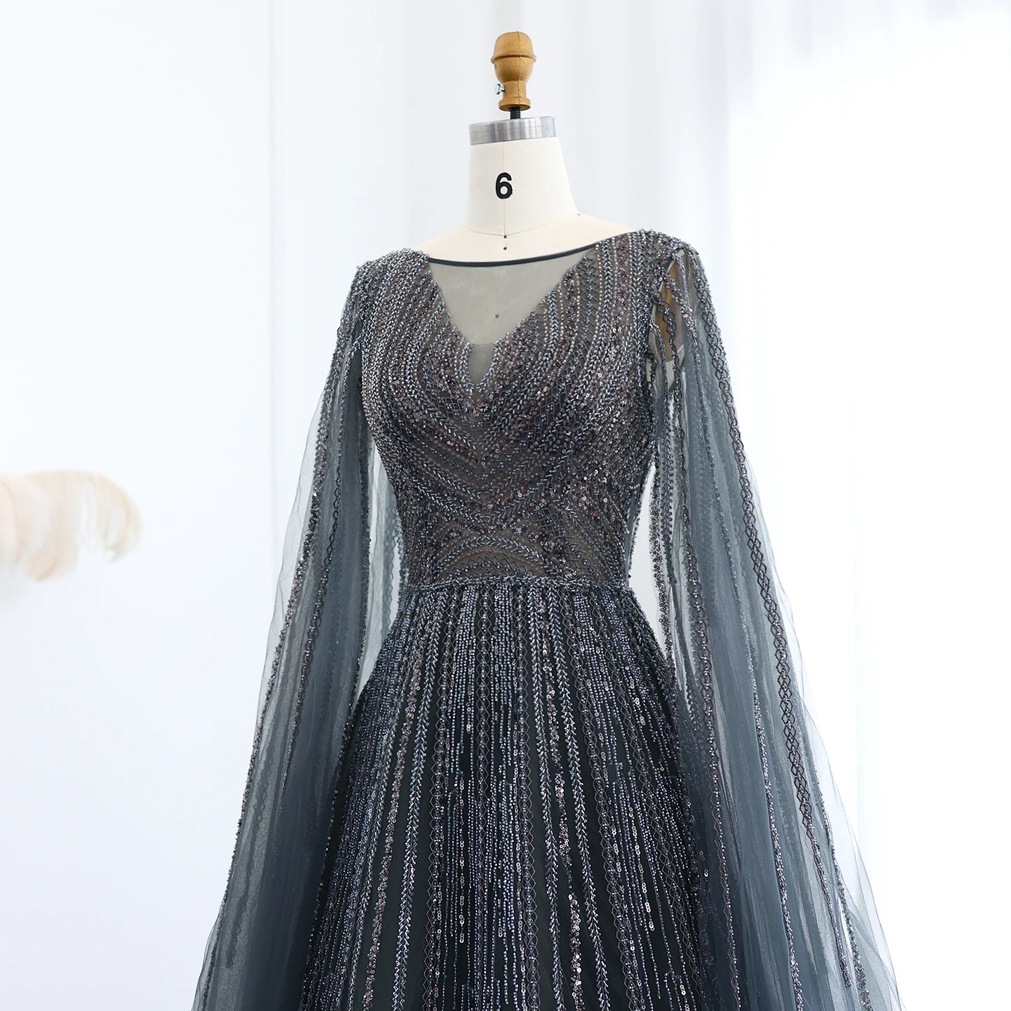 Sharon Said Luxury Gray Green Arabic Plus Size Evening Dress with Cape  Sleeve Blue Pink for Women Wedding Party SS005 Customized - AliExpress 320