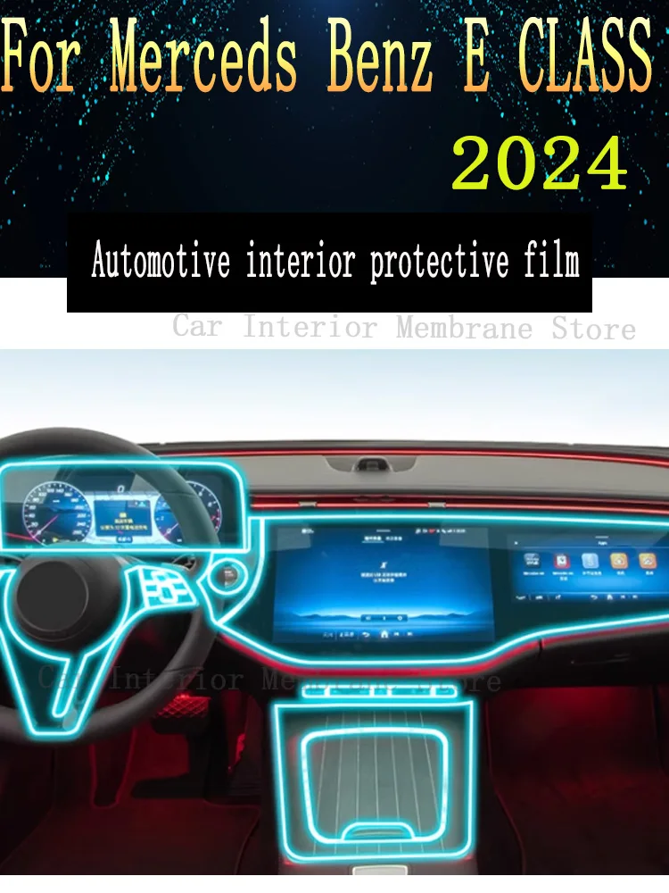 

For Merceds Benz E CLASS 2024 Gearbox Panel Navigation Screen Automotive Interior TPU Protective Film Cover Anti-Scratch Sticker