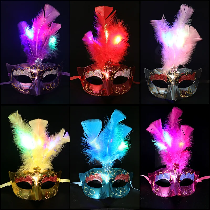 Masque Halloween En Latex Lumineux - Taille Unique, Cosplay, Fête, Bar, Danse