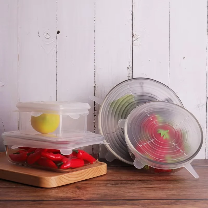 Silicone Fresh-keeping Lids 6Pcs Stretch Bowl Covers Dust-proof Smiley Sealing Covers food cover fresh keeping cover preservation cover bowl cover
