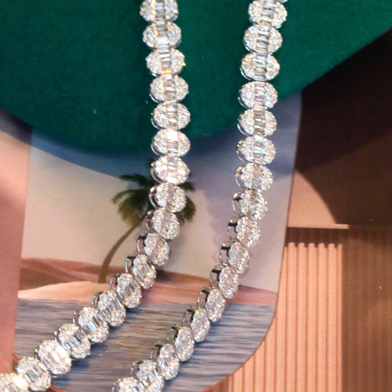 S4870cd6ac9804b0f80c926439c2bb3930 Aazuo 18K Premium Jewelry White Gold Natural Diamond 3.5ct Oval Shape Bracelet For Woman Upscale Trendy Wedding Engagement Party